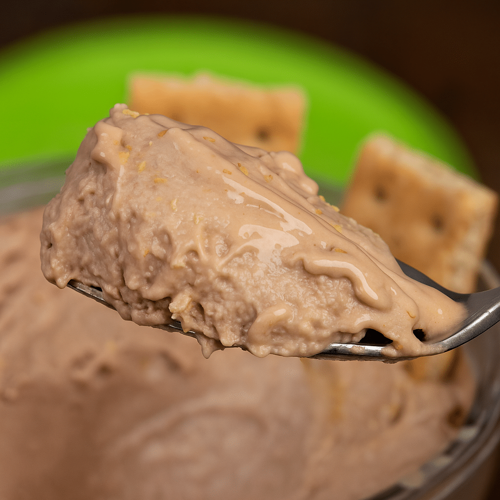 The Best Ninja Creami Protein Ice Cream Spoonful Close-up of a spoonful of The Best Ninja Creami Protein Ice Cream, creamy and rich in texture