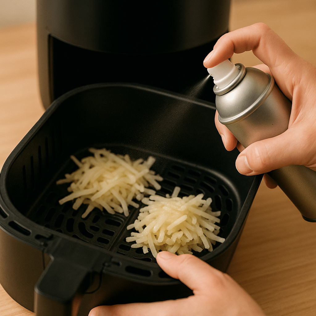 Step-by-Step Air Fryer Hash Browns Preparation Preparing hash browns in air fryer step-by-step