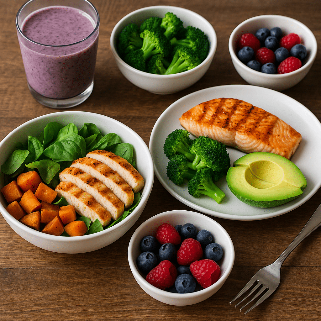 Balanced daily meals from a high protein healthy meal plan 1000 calorie deficit meal plan with high protein healthy meals