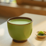Japanese Mounjaro Recipe for the best Natural Fat Loss 3 1:1 photo of Japanese Mounjaro recipe in a ceramic bowl with a wooden plate of herbs and green mochi on a light table